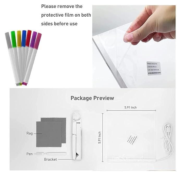 3D LED Light Writing Board with Stand & Markers