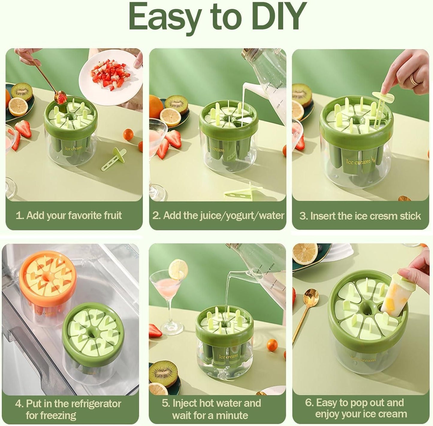 FreezeJoy – 8-Piece Reusable Ice Cream & Popsicle Mould Set