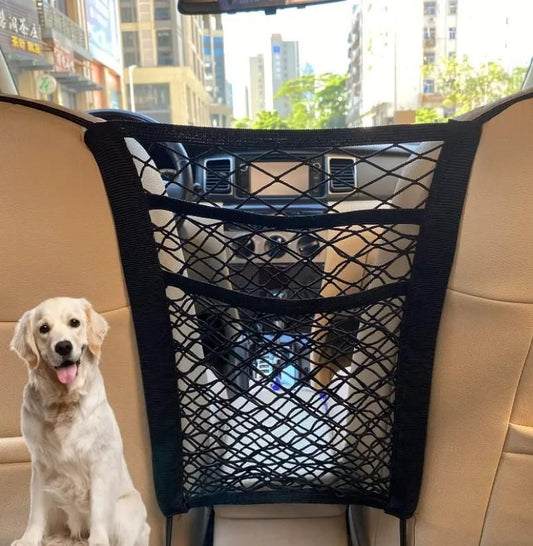 3-Layer Car Mesh Organizer & Pet/Kid Safety Barrier – Easy Install