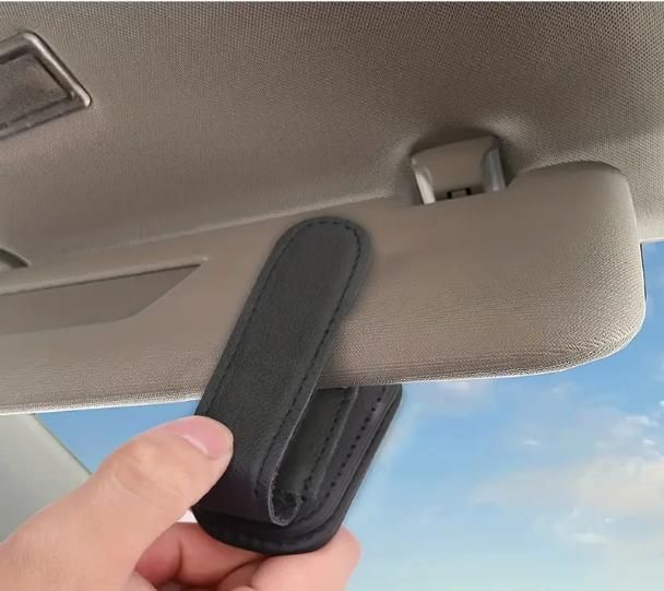 Leather Car Visor Sunglass Holder – PU Leather Clip for Cars