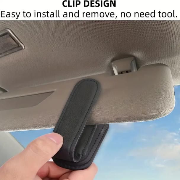 Leather Car Visor Sunglass Holder – PU Leather Clip for Cars