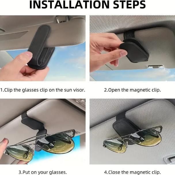 Leather Car Visor Sunglass Holder – PU Leather Clip for Cars