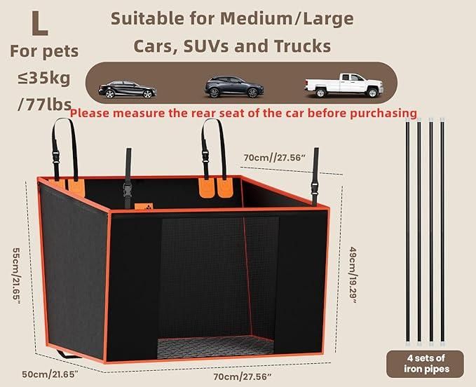 Waterproof Dog Car Seat for Medium & Large Dogs – Comfortable & Secure Travel Booster