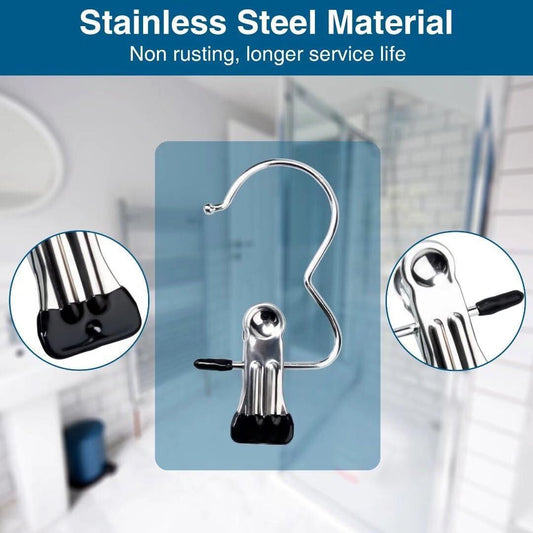 Stainless Steel Laundry Hanging Clips with Hooks – Pack of 10